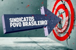 Flecha escrito sindicatos povo brasileiro num alvo escrito reforma administrativa